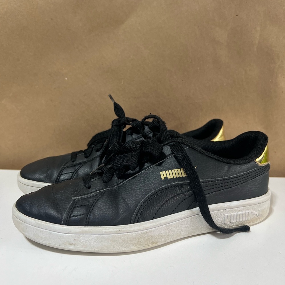 Puma Black Sneakers with Gold Details